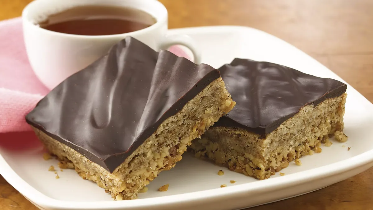 Mocha-Walnut Bars with Dark Chocolate Ganache