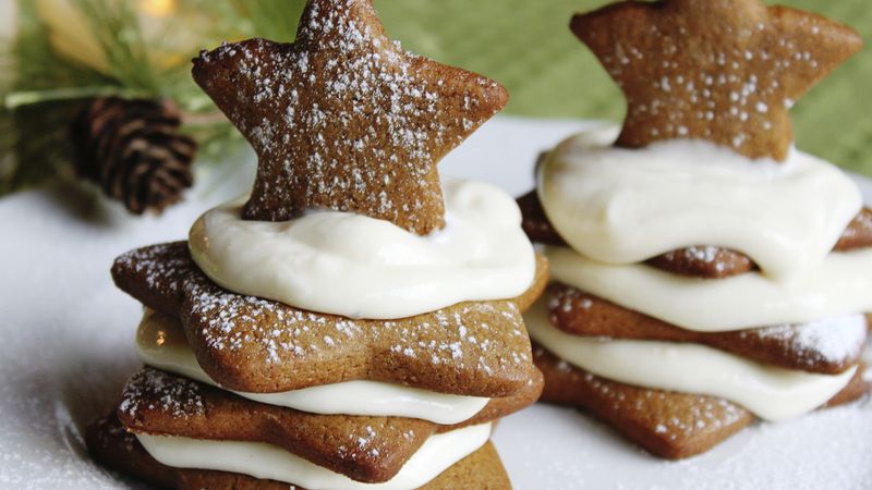 Gingerbread Cheesecake Cookie Stacks