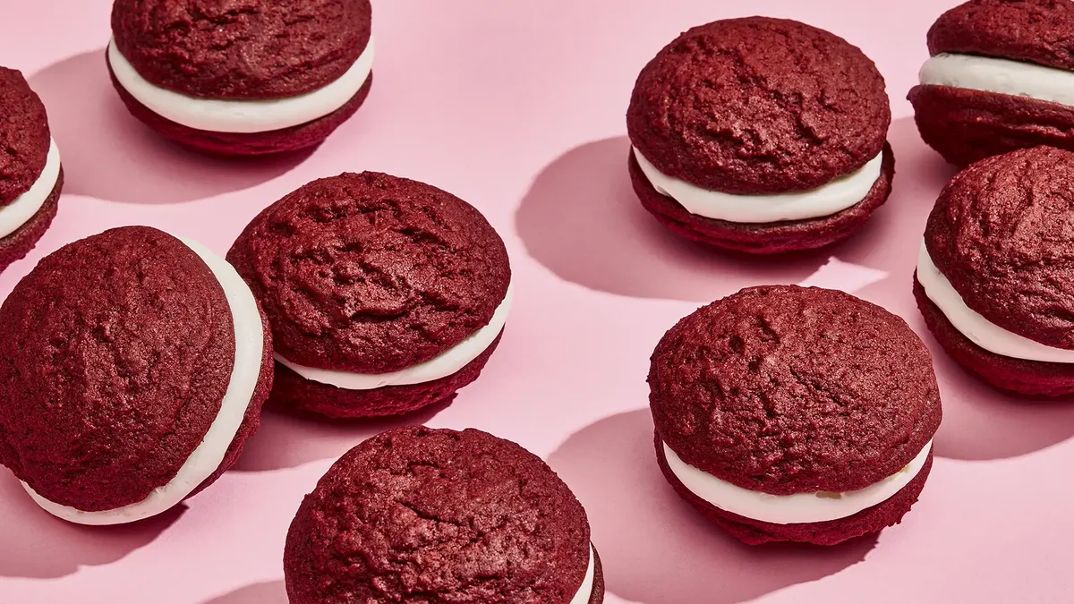 Red Velvet Sandwich Cookies with White Chocolate Buttercream