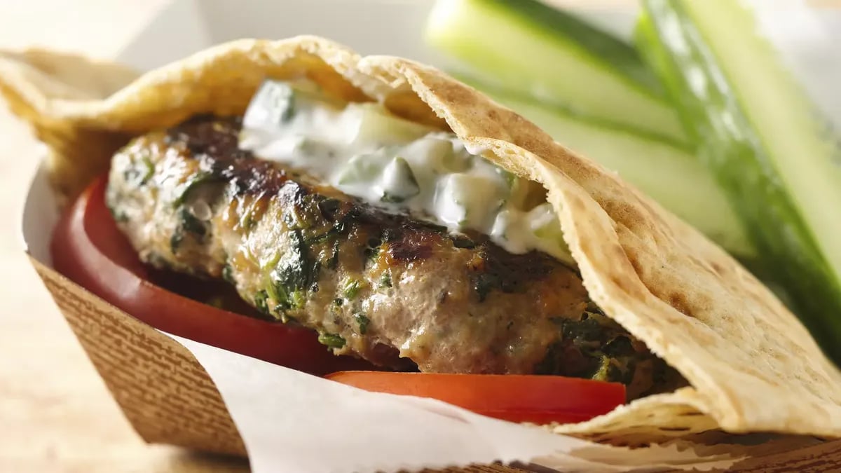 Greek Turkey Burgers with Minted Cucumber Sauce