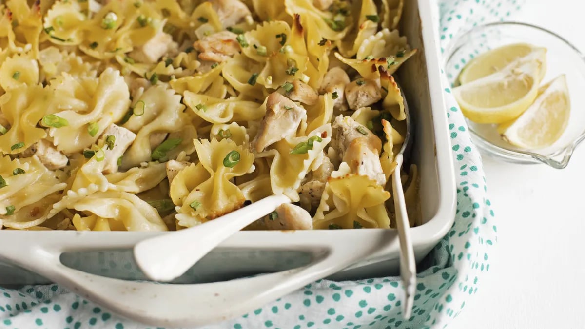 Creamy Lemon Chicken Pasta Bake