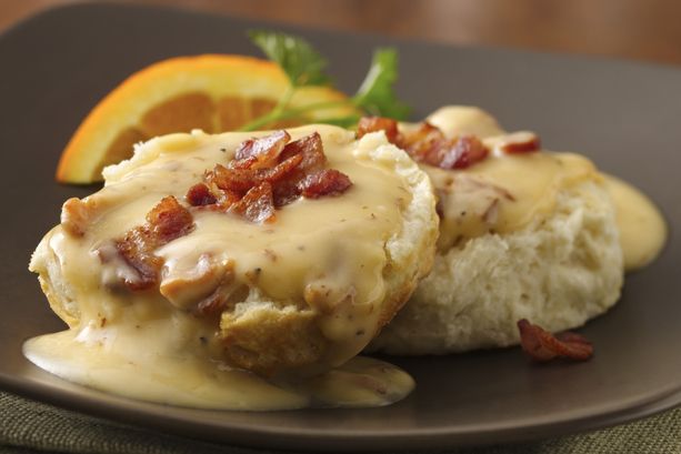 Biscuits and Bacon Cheddar Gravy