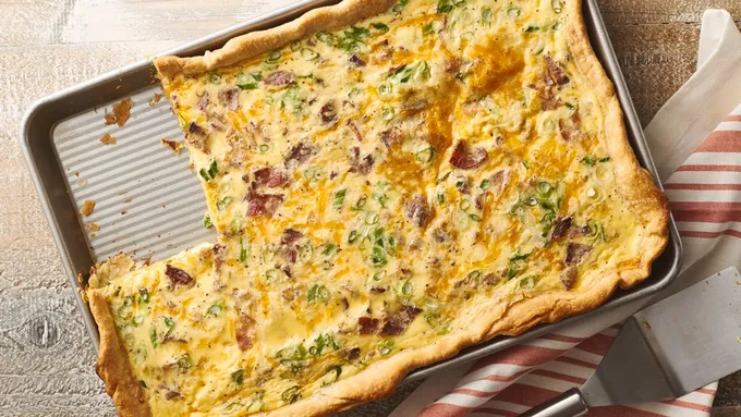 Bacon-Cheddar Slab Quiche