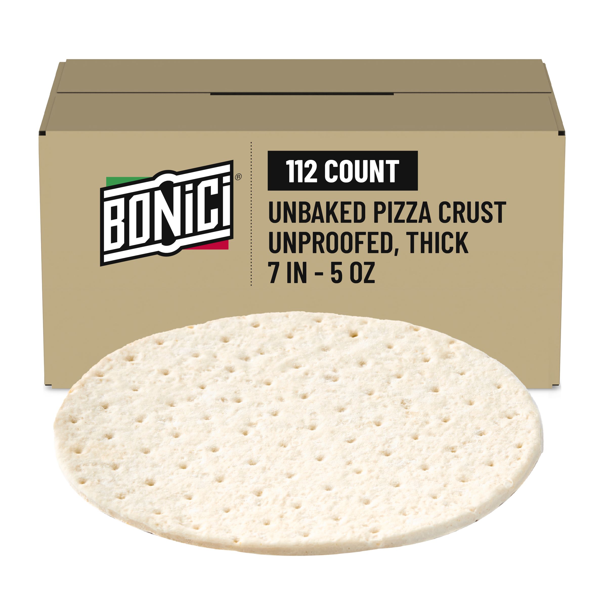  Case Optimized Hero BONICI® Frozen Unbaked Pizza Crust Unproofed Thick 7 in 112/5 OZ