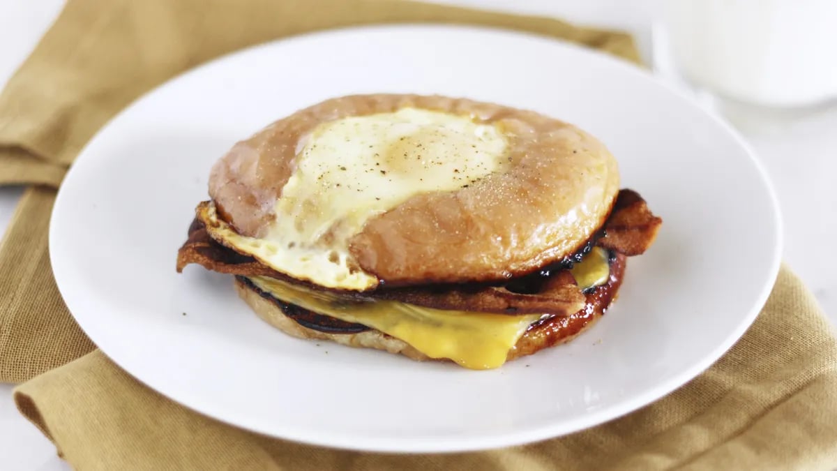 Fried Egg Donut Breakfast Sandwich