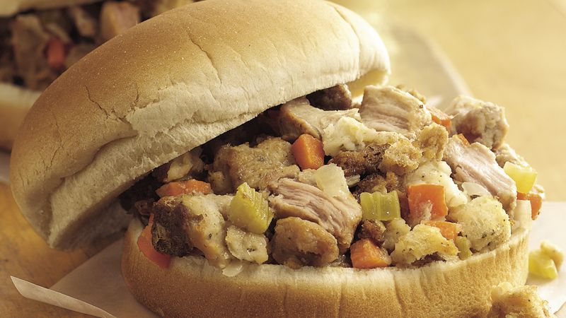 Slow-Cooker Turkey and Dressing Sandwiches Slow-Cooker Turkey and Dressing Sandwiches