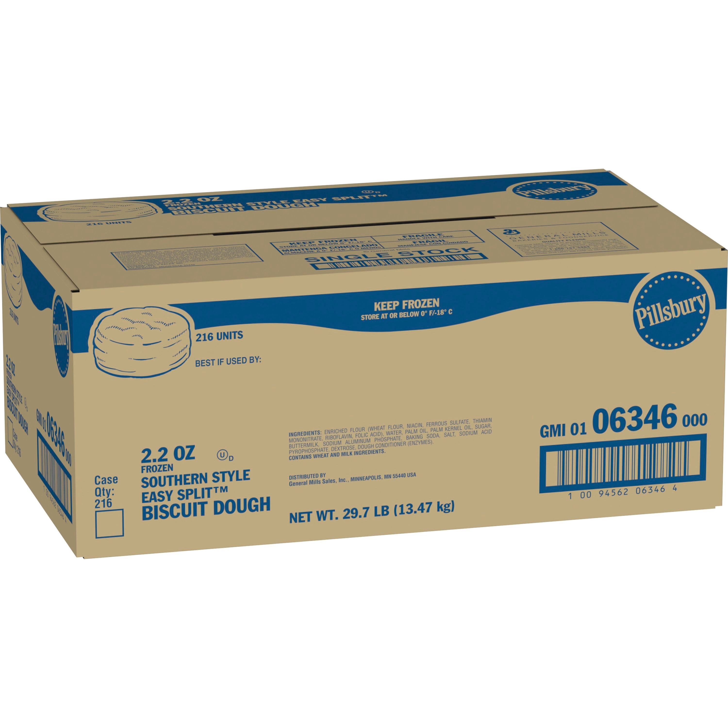 Case - Left Front 3D Pillsbury Frozen Biscuit Dough Bulk Easy Split Southern Style 216/2.2 OZ