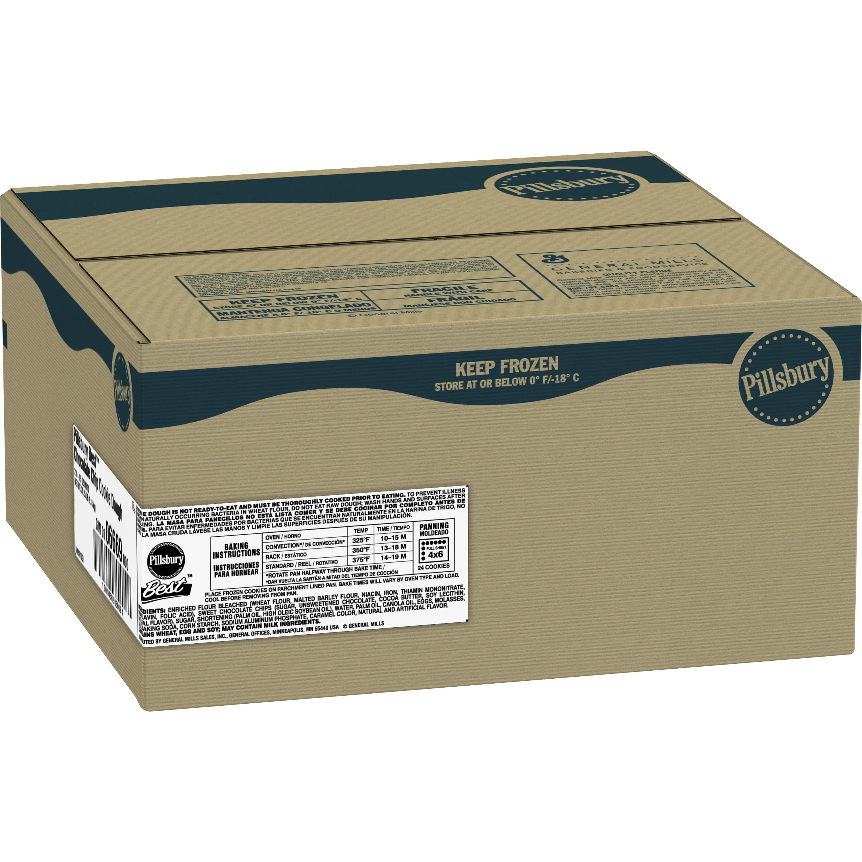 Case - Left Front 3D Pillsbury Best Frozen Cookie Dough Bulk Chocolate Chip 216/1.5 OZ