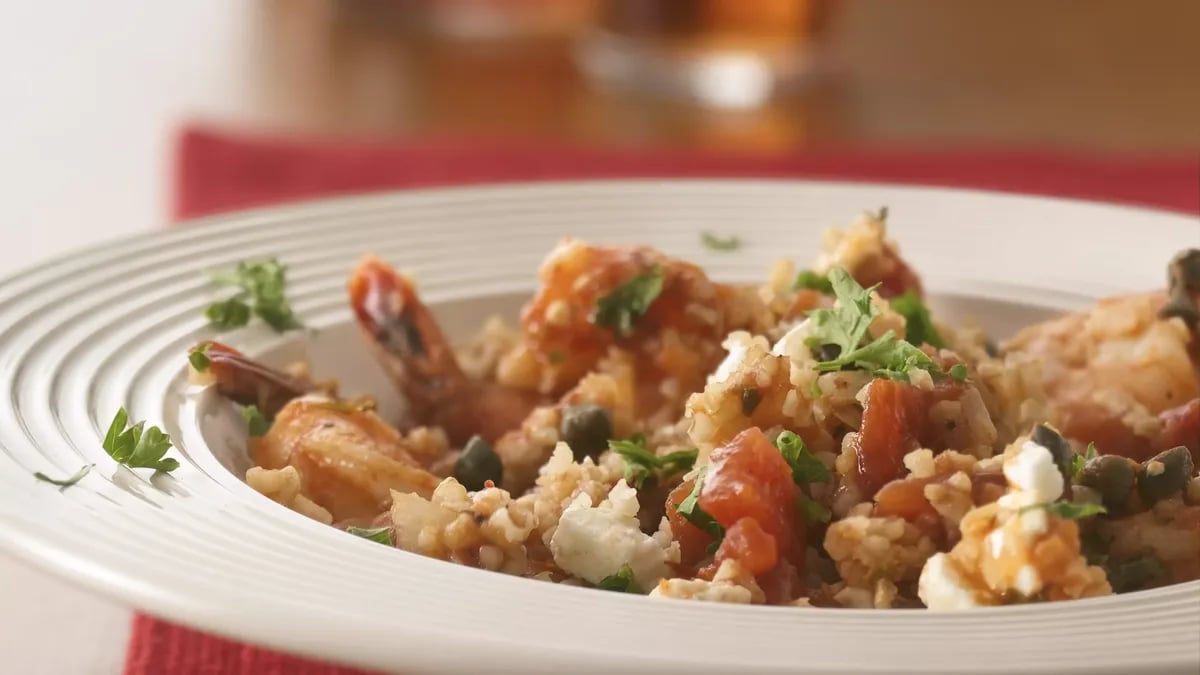 Mediterranean Shrimp with Bulgur