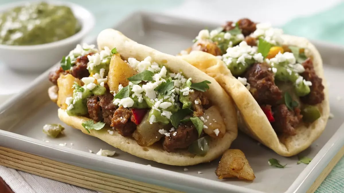 Chorizo Potato Puffy Tacos