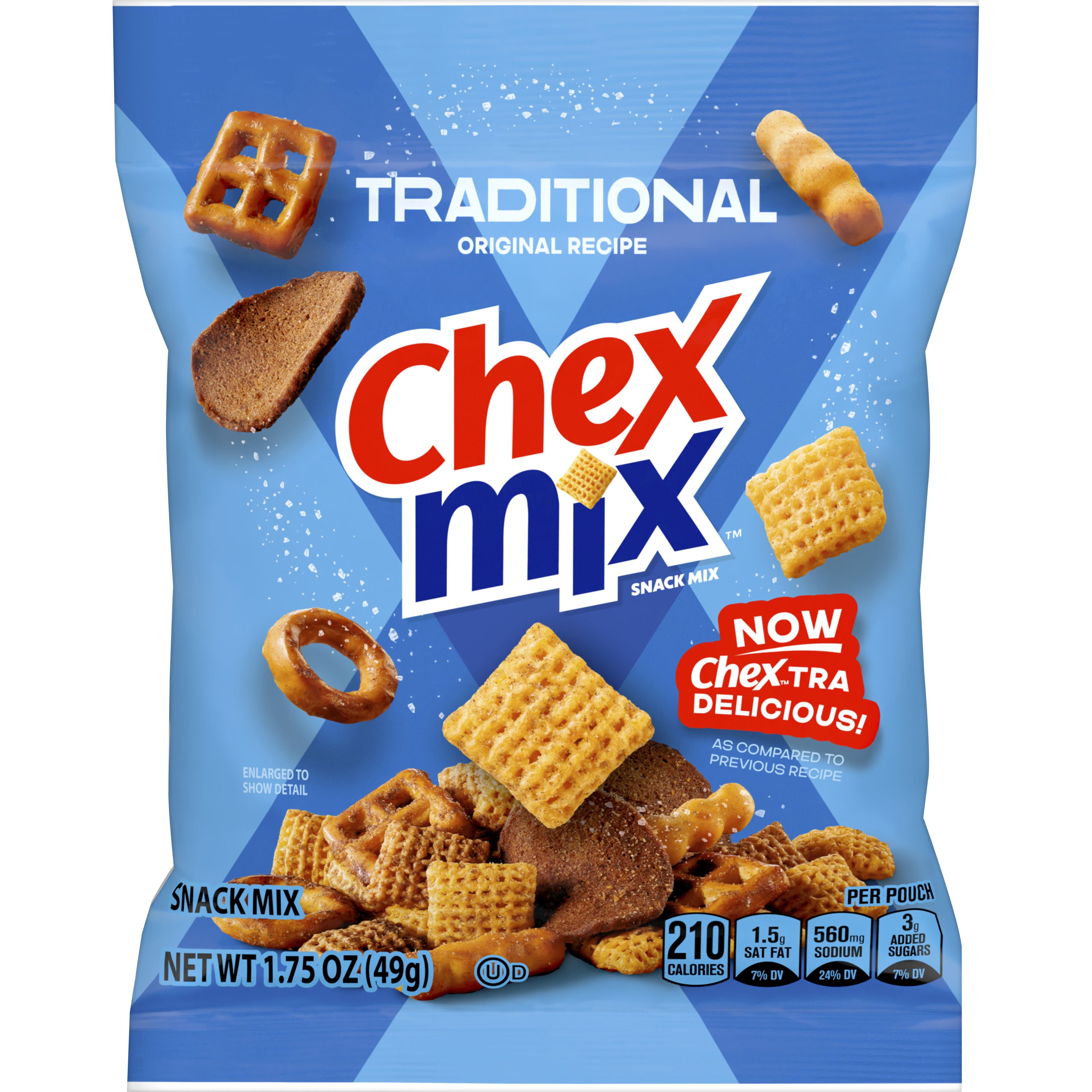 Front - 3D Chex Mix Snack Mix Single Serve Pouch Traditional 60/1.75 OZ