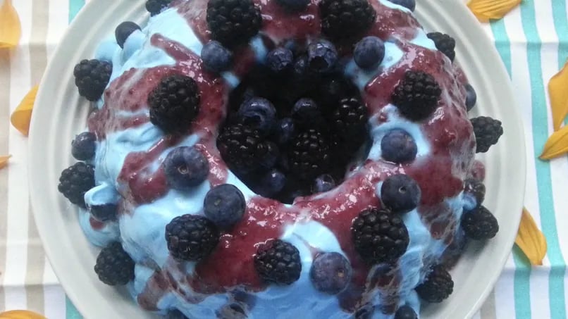 Blue Cake with Fresh Berries