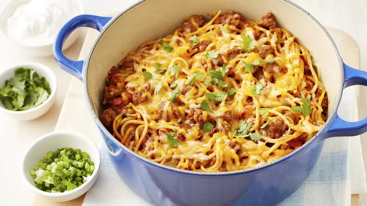 One-Pot Taco Spaghetti