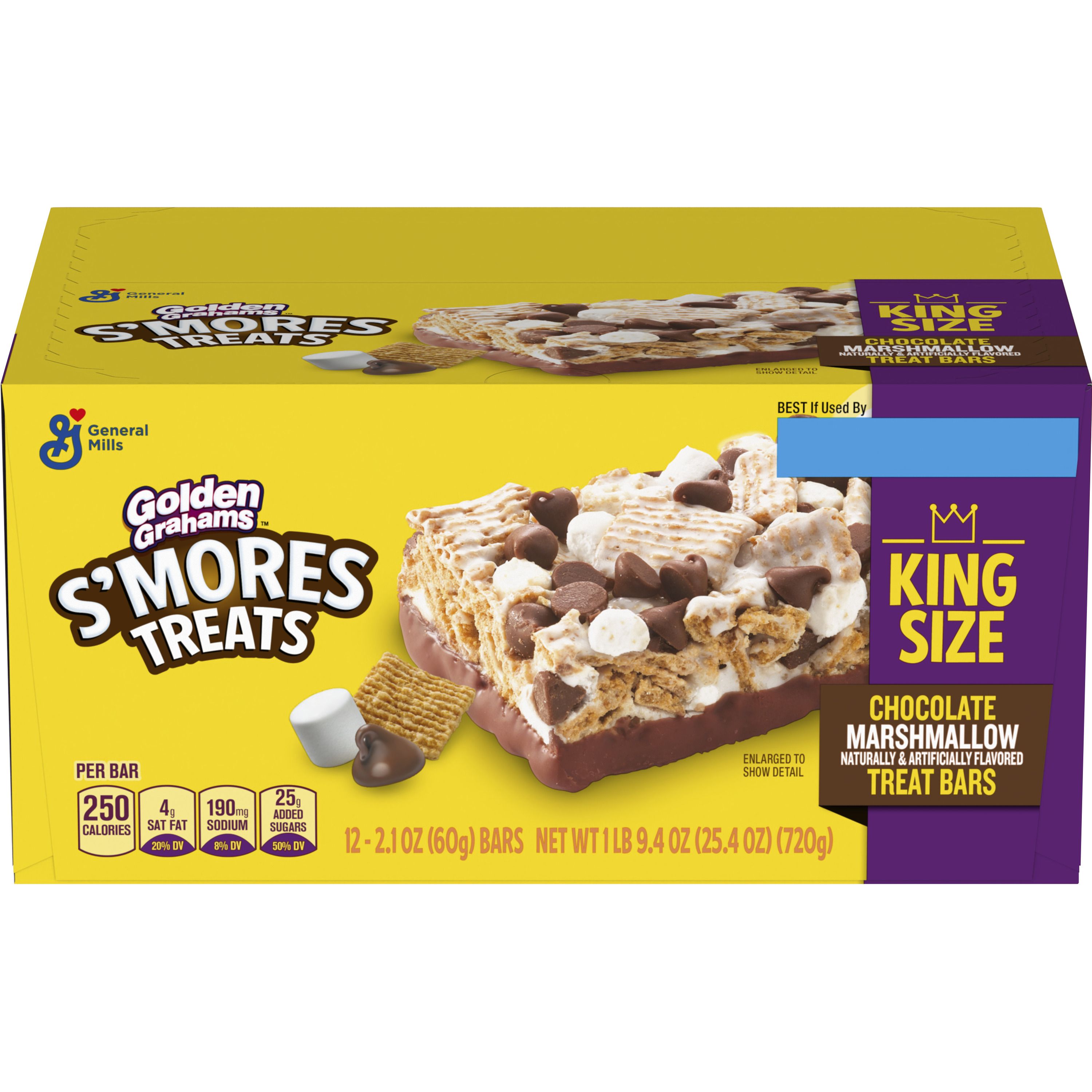 Front - 3D Golden Grahams Treat Bars Pouch S'mores Chocolate Marshmallow King Size (96 ct) 2.1 oz