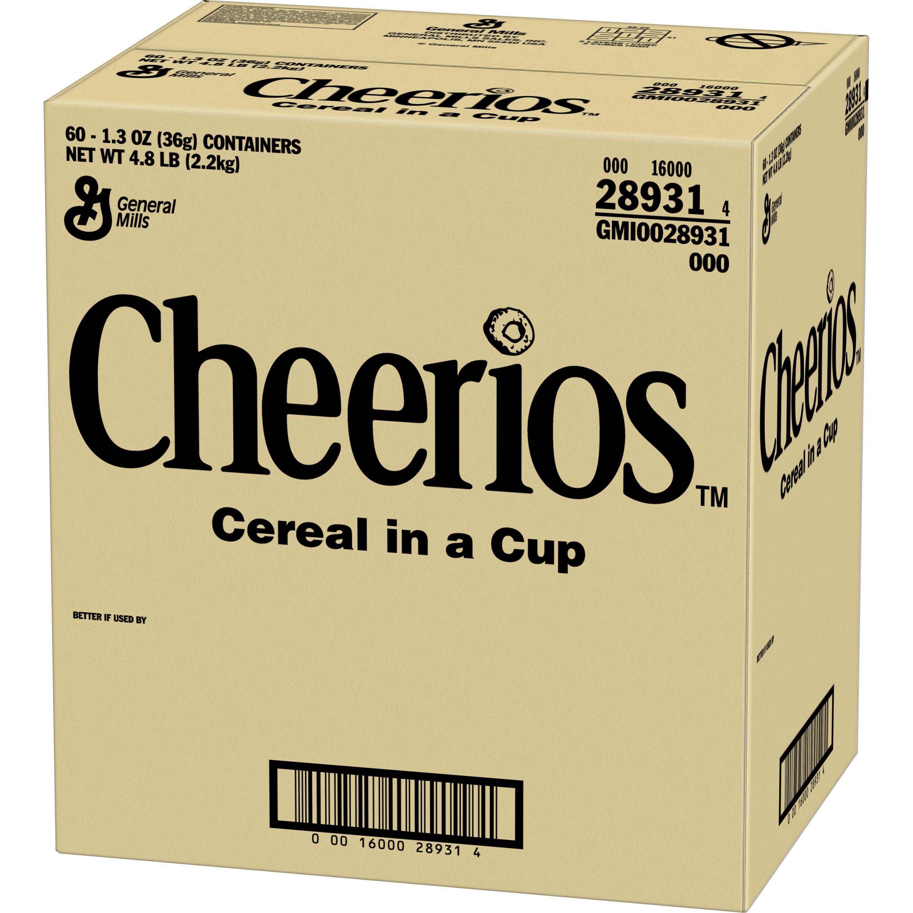 Case - Right Front 3D Cheerios(TM) Cereal Single Serve Cup 1.3 oz