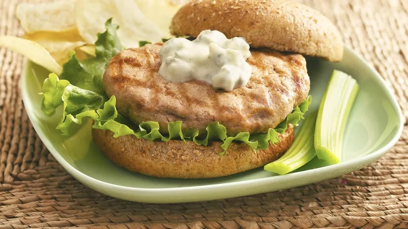 Buffalo-Blue Cheese Grilled Chicken Burgers