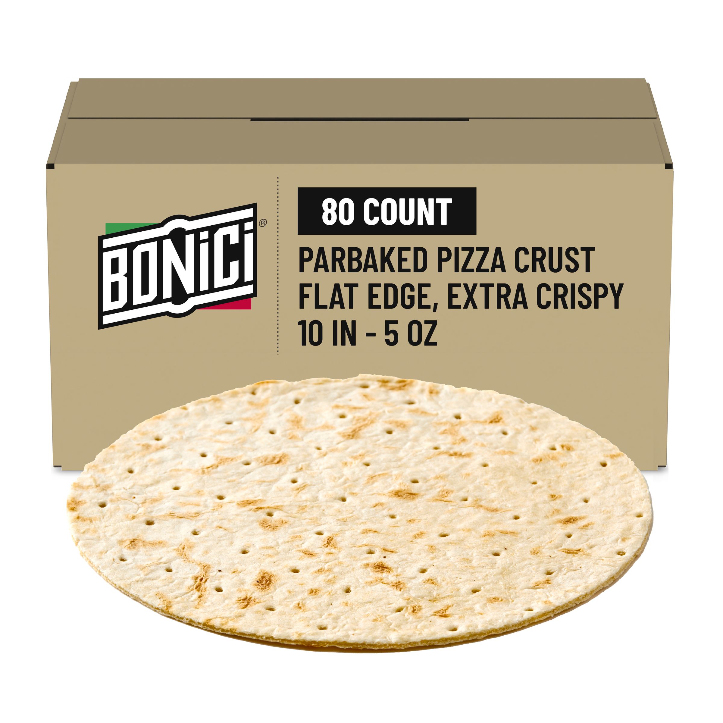  Case Optimized Hero BONICI® Frozen Parbaked Pizza Crust Flat Edge Extra Crispy 10 in 80/5 OZ