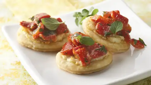 Roasted Red Bell Pepper and Goat Cheese Bites