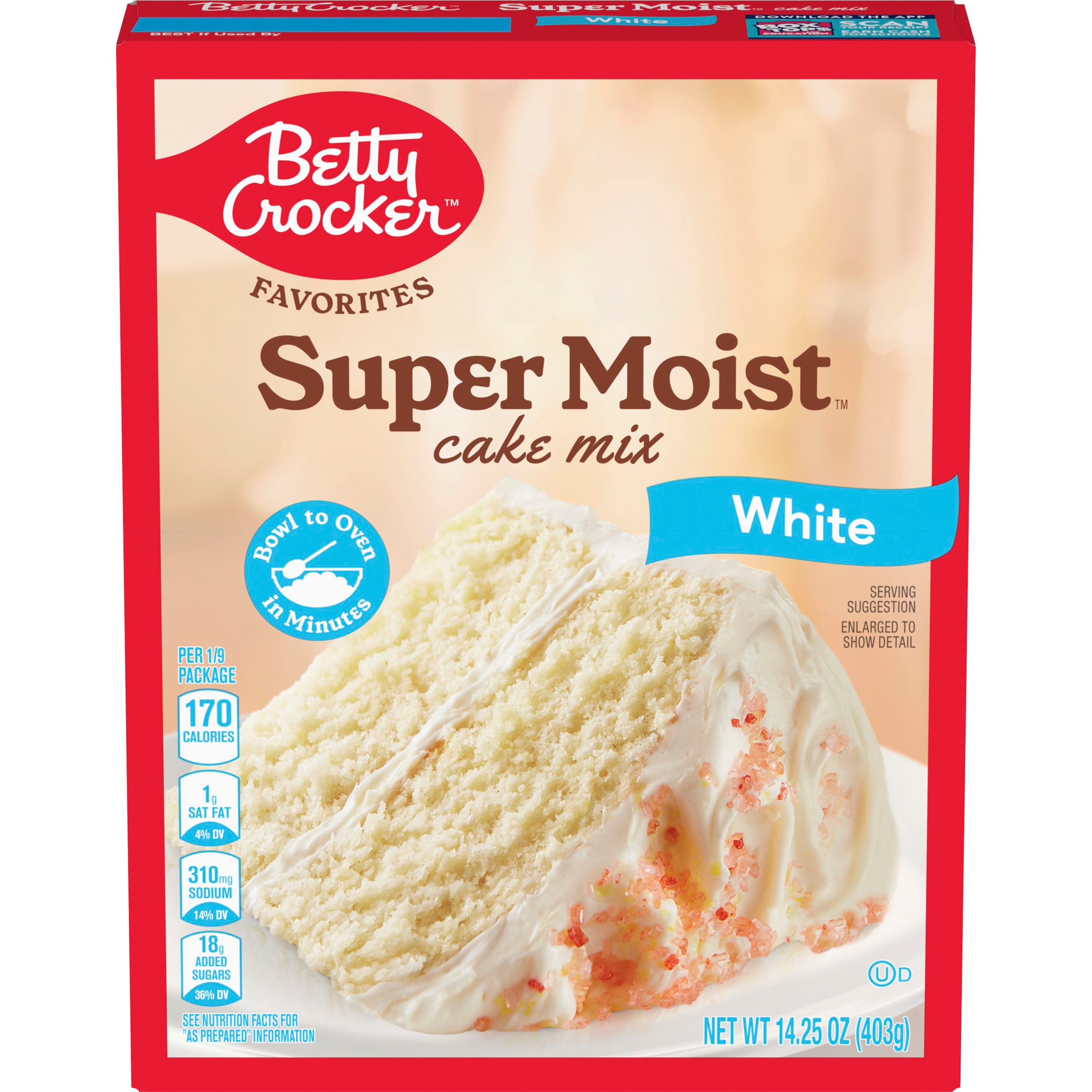 Betty Crocker Favorites Super Moist White Cake Mix, 14.25 oz - Front