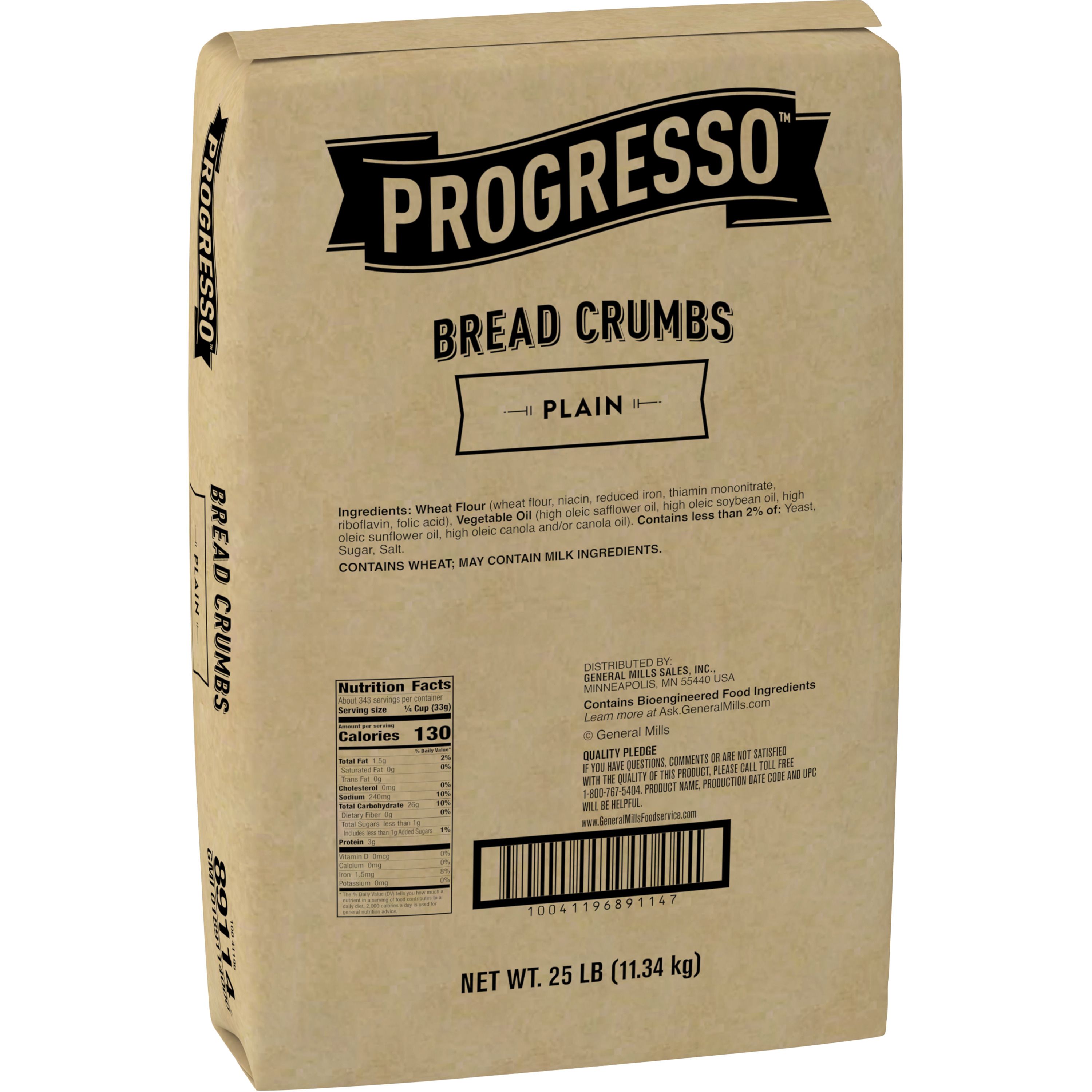 Case - Left Front 3D Progresso Bread Crumbs Bulk Bag Plain 1/25 LB