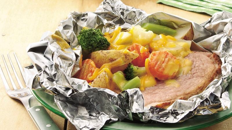 Grilled Cheesy Ham Supper Foil Packs