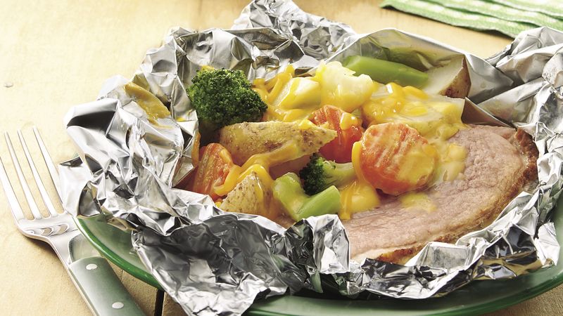 Grilled Cheesy Ham Supper Foil Packs