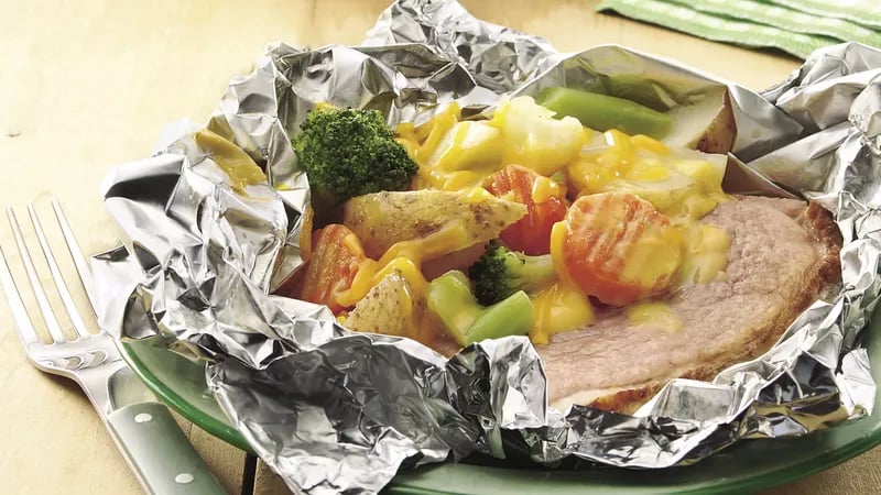 Grilled Cheesy Ham Supper Foil Packs