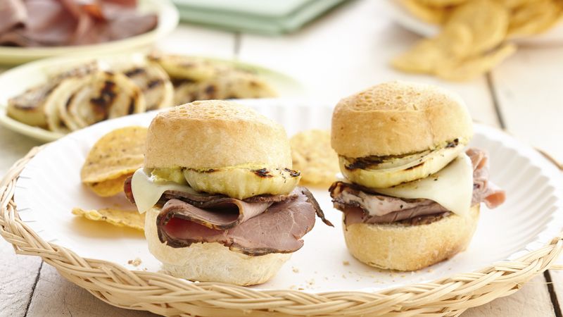 Grilled Onion and Roast Beef Sliders 