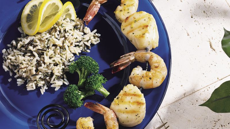 Shrimp and scallop sales kabobs