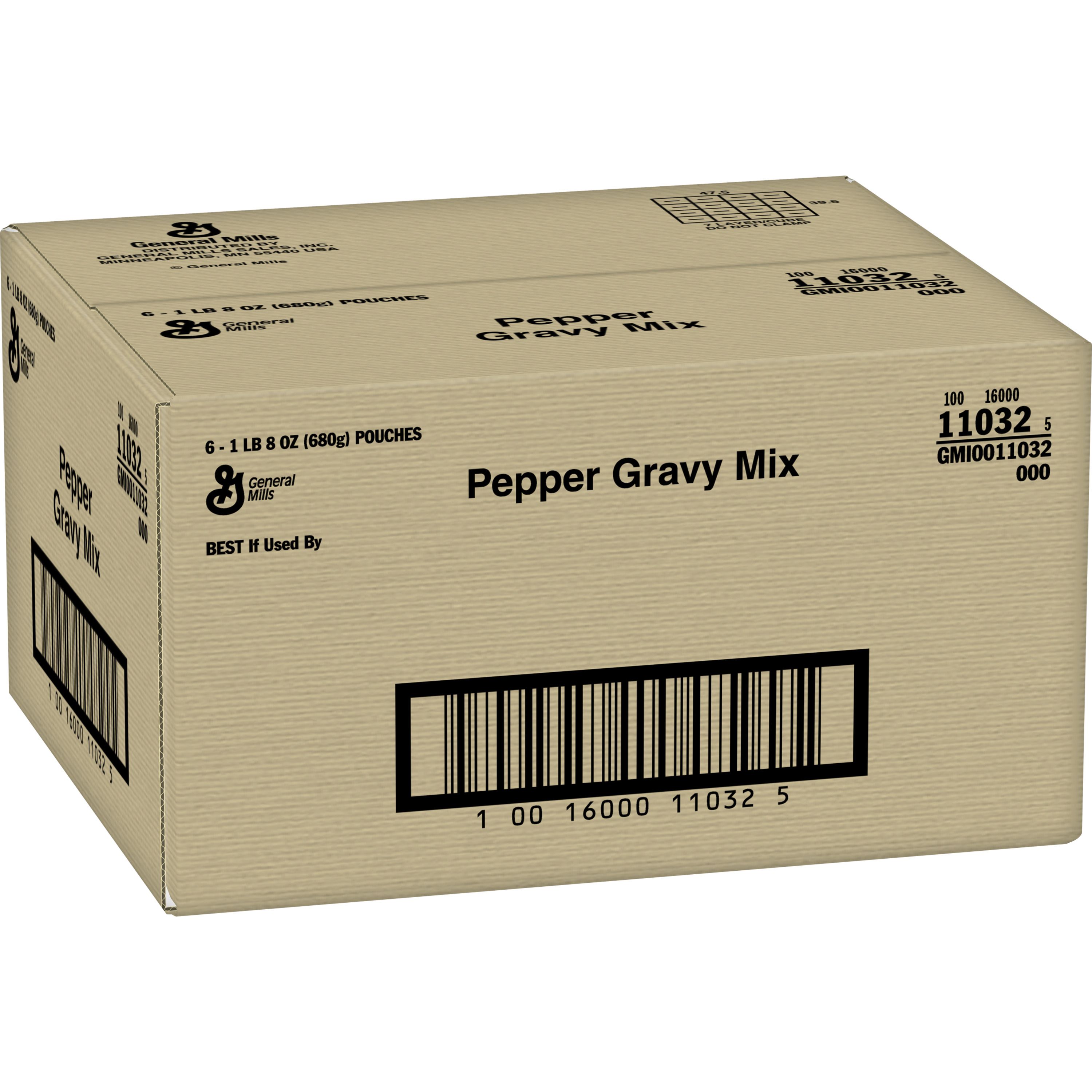 Case - Left Front 3D General Mills Gravy Mix Bag Pepper 6/1.5 LB