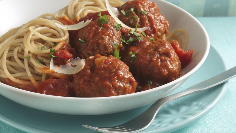 Spicy Parmesan Meatballs with Angel Hair Pasta