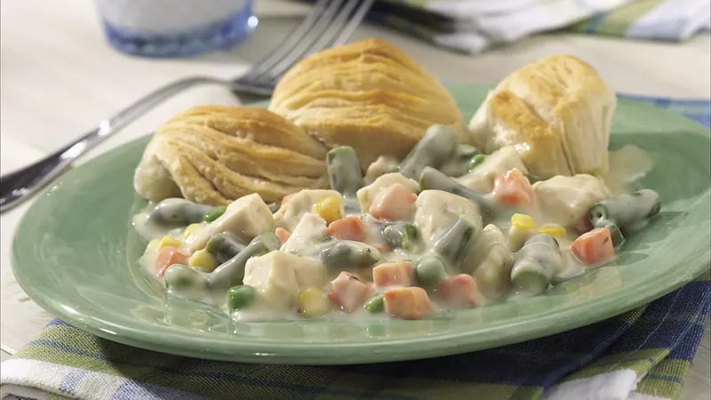 Biscuit-Topped Chicken and Vegetable Bake