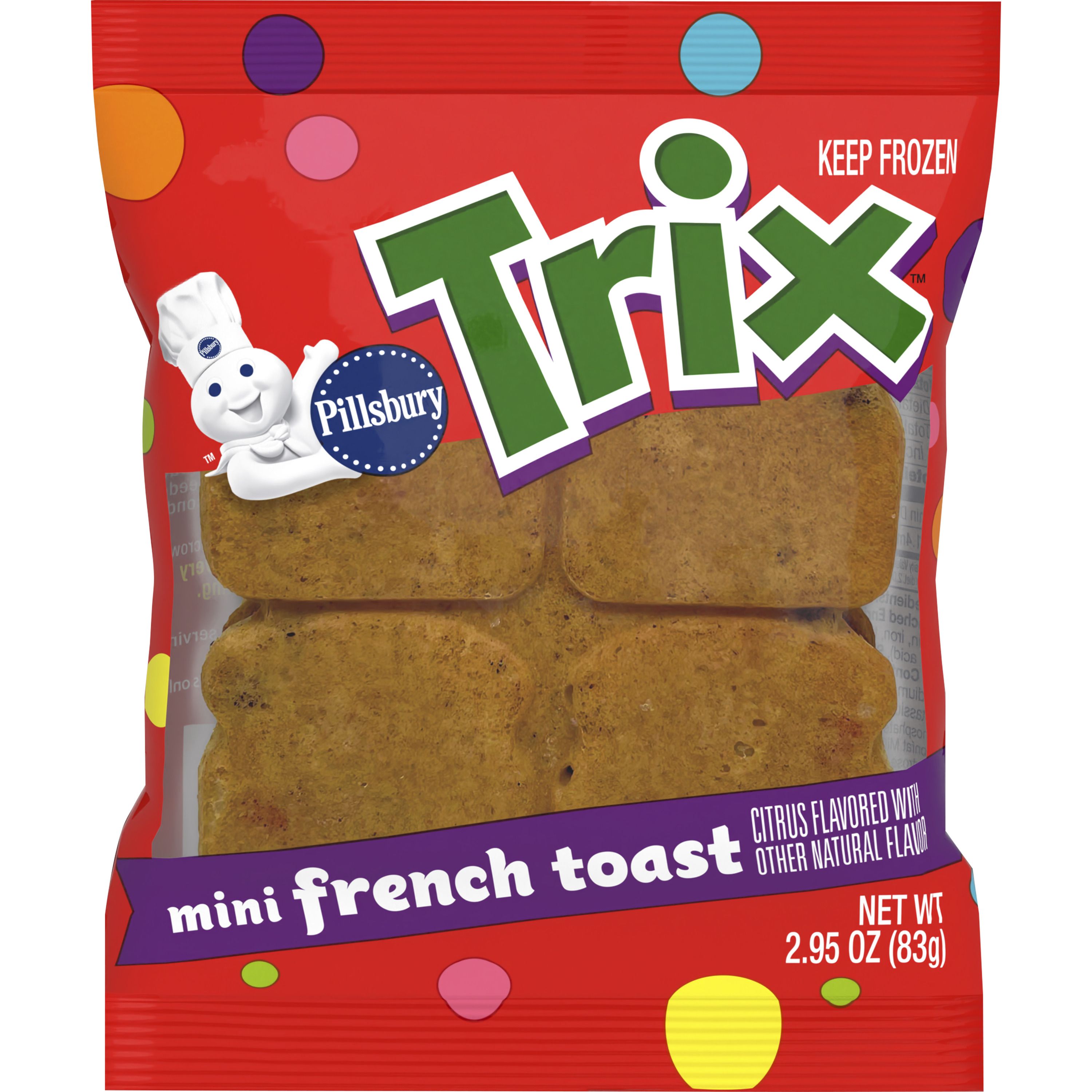 Front - 3D Pillsbury Trix Frozen Meals Mini French Toast Single Serve Pouch 72/2.95 OZ