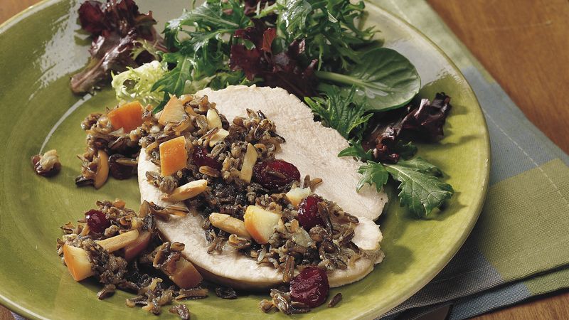 Slow-Cooker Turkey Breast Stuffed with Wild Rice and Cranberries