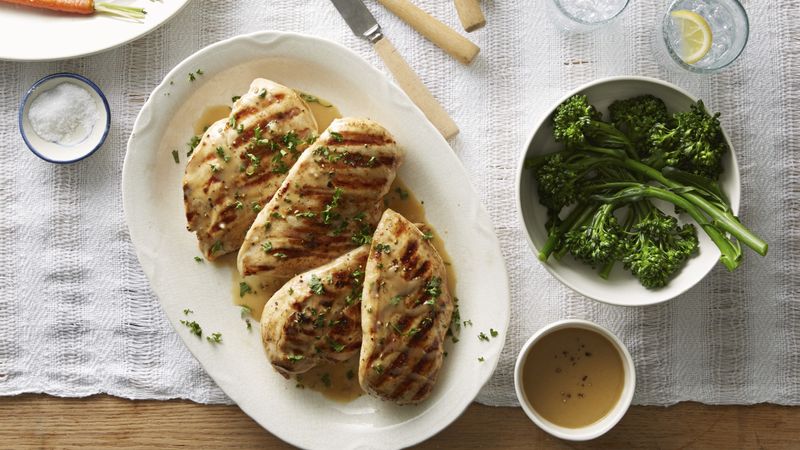 Grilled Chicken Breasts with Mustard-Garlic Marinade and Sauce