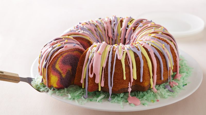 Rainbow Ring Easter Basket Cake
