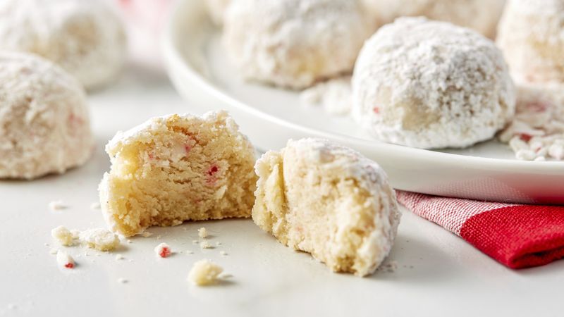 Peppermint Snowball Cookies 