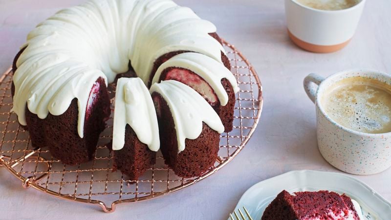 The Best Red Velvet Bundt Cake with Cream Cheese Glaze - Cake by