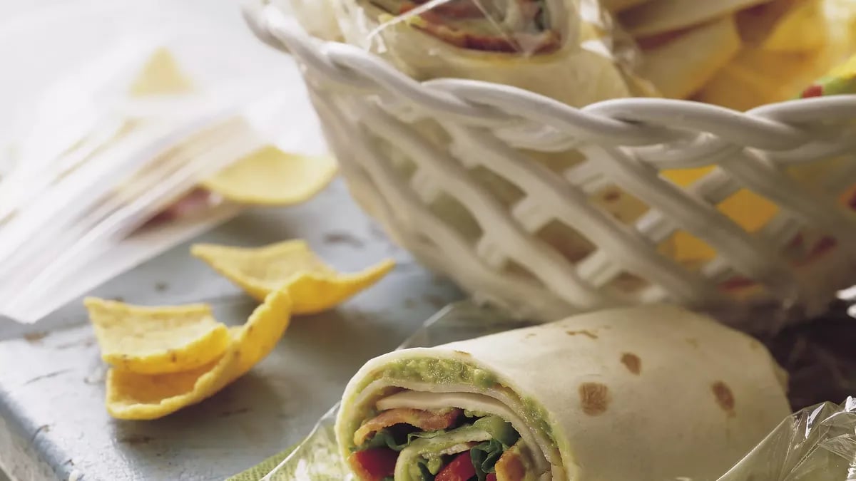 Turkey, Bacon and Guacamole Wraps