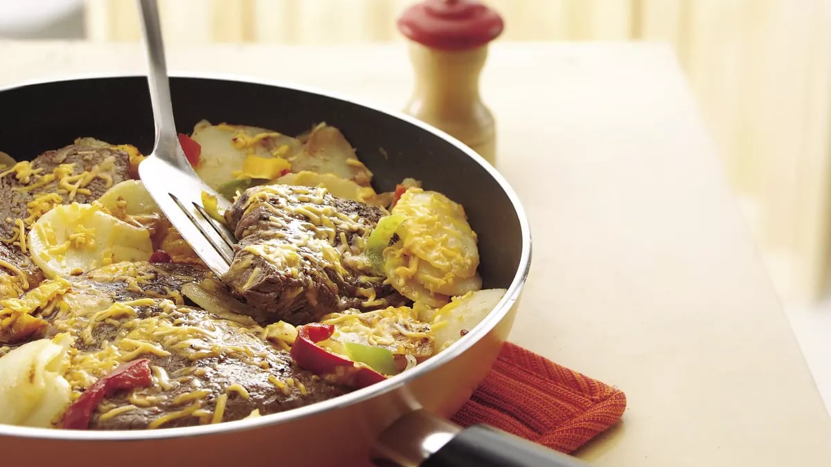 Cheesy Steak and Potato Skillet