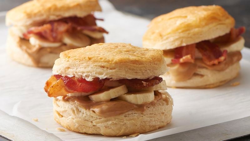 Peanut Butter-Bacon-Banana Biscuit Sandwiches