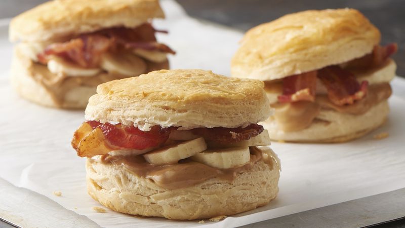 Peanut Butter-Bacon-Banana Biscuit Sandwiches