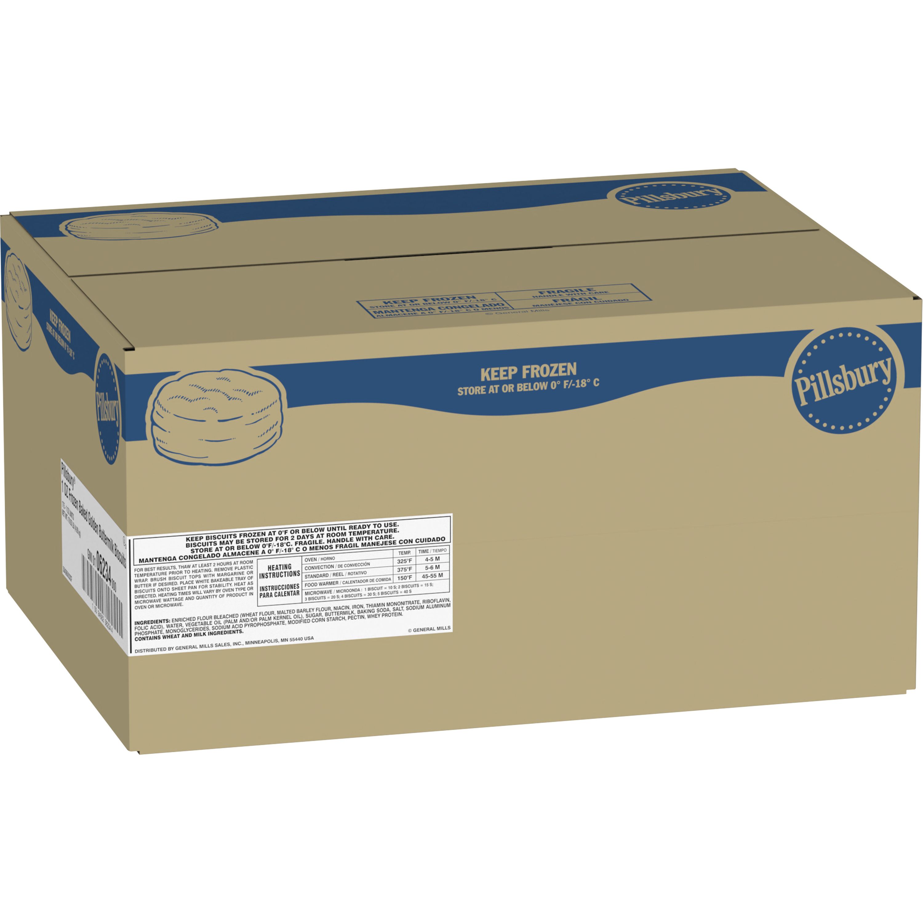 Case - Left Front 3D Pillsbury Frozen Baked Biscuits Bulk Buttermilk (175 ct) 1 OZ