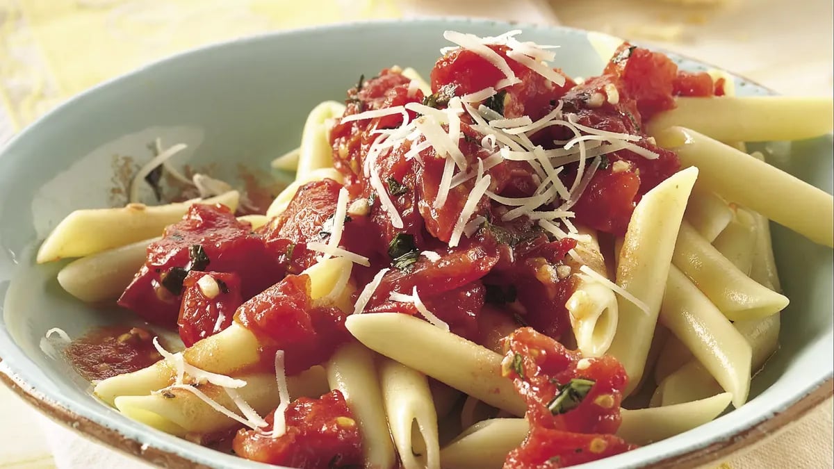 Fresh Tomato and Garlic Penne for Two