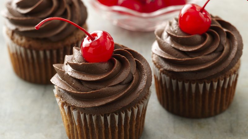 Chocolate Cherry Soufflé Cupcakes