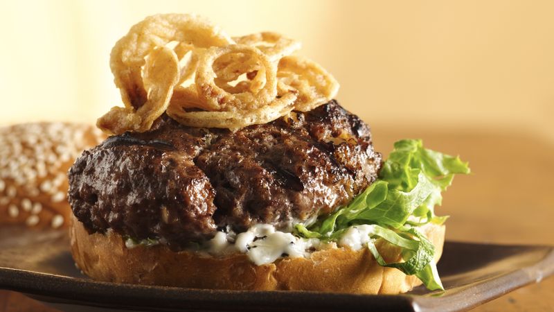 Killer Steak Burgers with Black Pepper Mayo and Crispy Onions