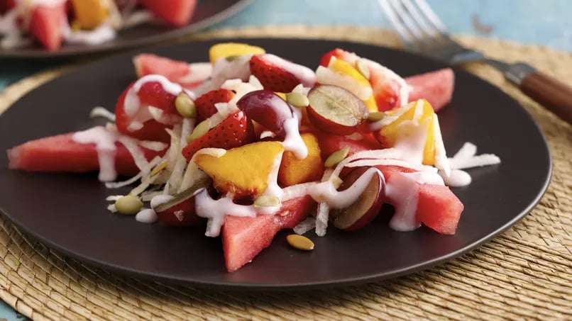 Fresh Summer Fruit with Jicama and Yogurt Dressing