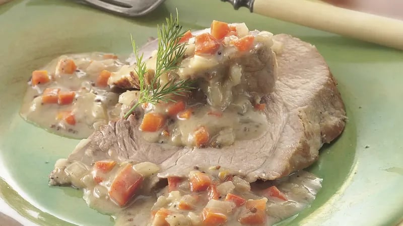 Slow-Cooker Pork Roast with Creamy Mustard Sauce