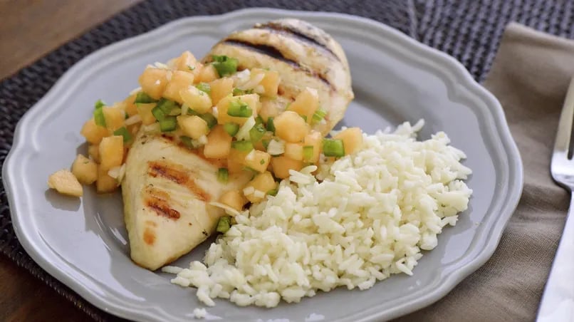 Grilled Chicken with Cantaloupe Salsa