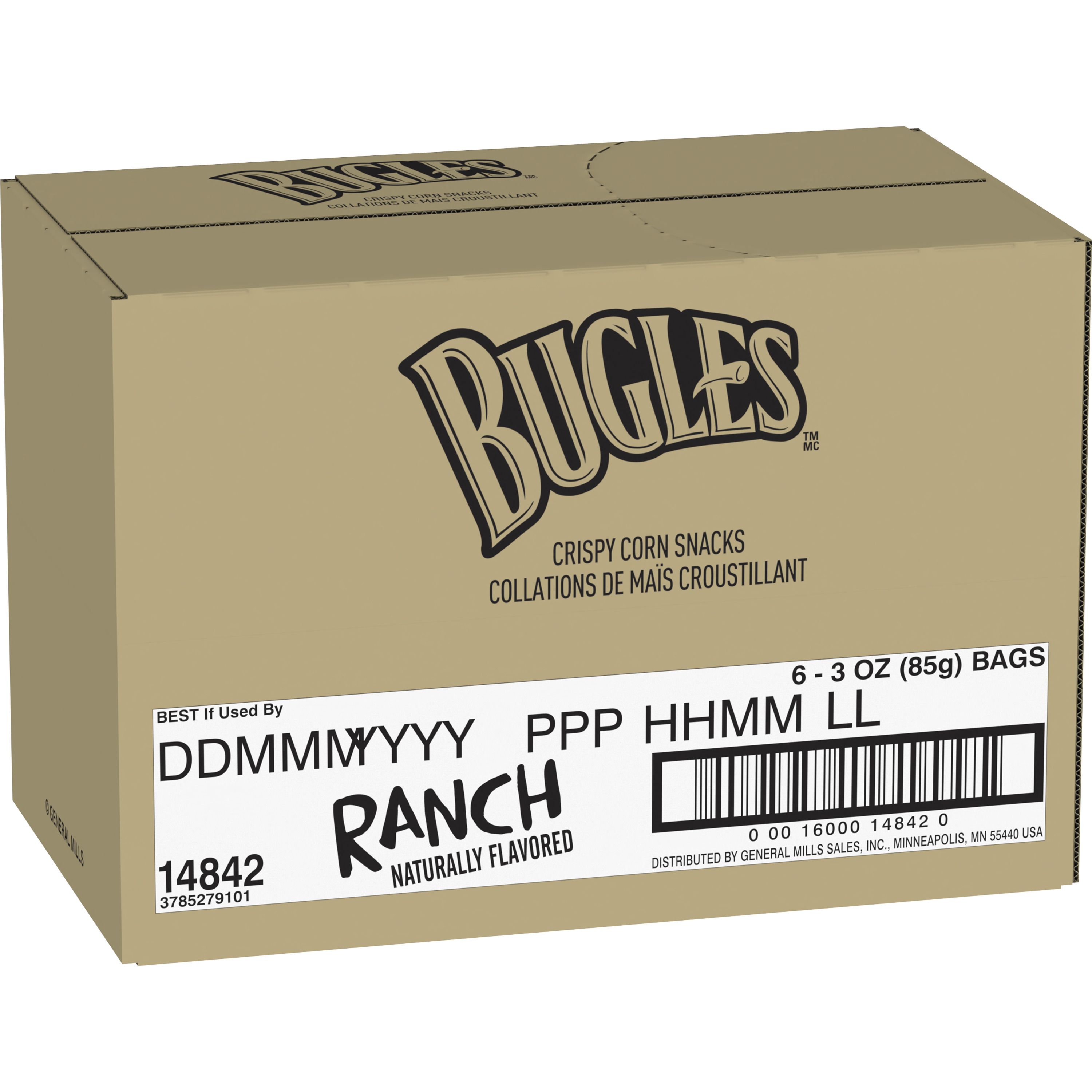 Case - Left Front 3D Bugles Salty Snack Bag Hidden Valley Ranch 6/3 OZ